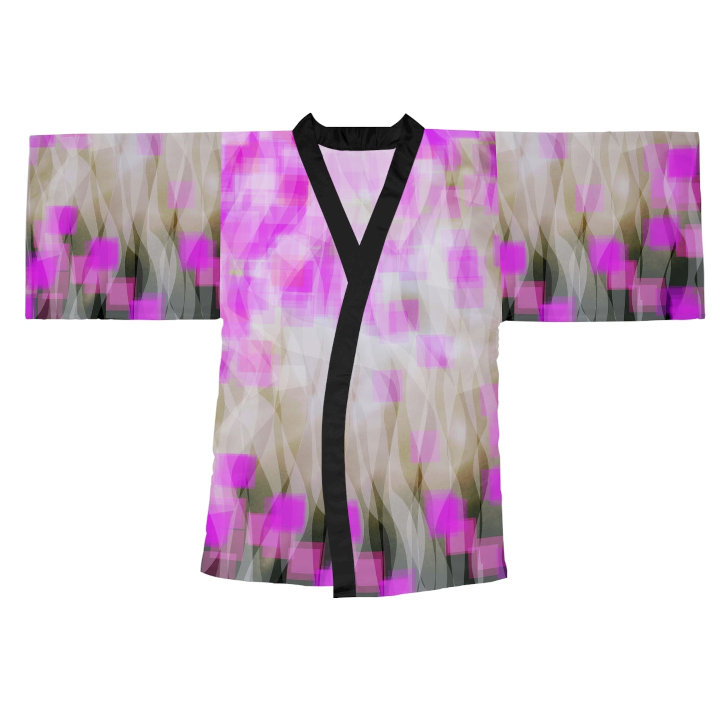 Josephine: (Blk Trim) Chic, Mystical Long Sleeve Kimono Style Robe, Boho Loungewear, Relaxation Gift, Summer Nights, Spa Day Essentials, Home Decor