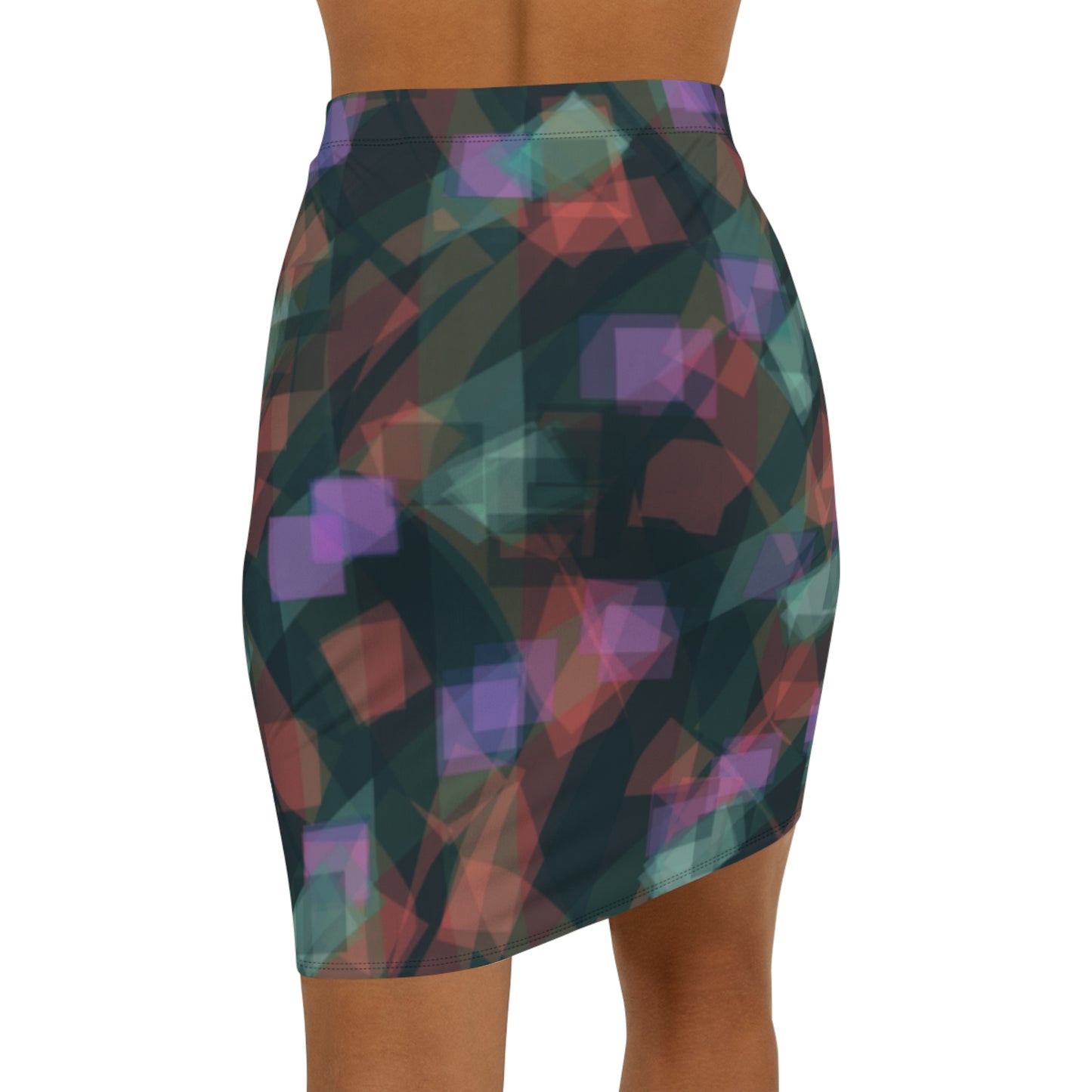 Jean:  Stylish Abstract Pattern Women's Mid-Waist Pencil Skirt - Perfect for Parties & Daytime Wear