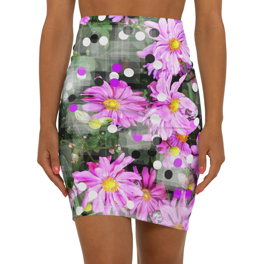 Pink Daisies:  Women's Mid-Waist Pencil Skirt (AOP)