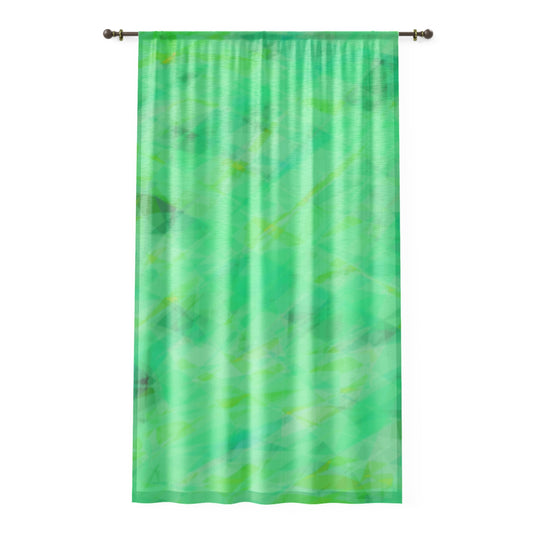 Elevation Station:  Creamy Vibrant Green Tones Window Curtain, Natural Light Filter, Ethereal Home Decor, Living Room, Bedroom, Boho Style, Serene Decor, Gift Idea