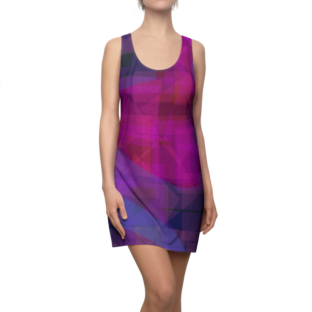 Cherry Blue:  Abstract Purple Hues Racerback Dress