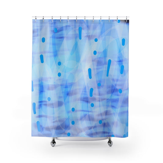 The Mists:  Modern Blue Abstract Shower Curtain - Unique Bathroom Decor