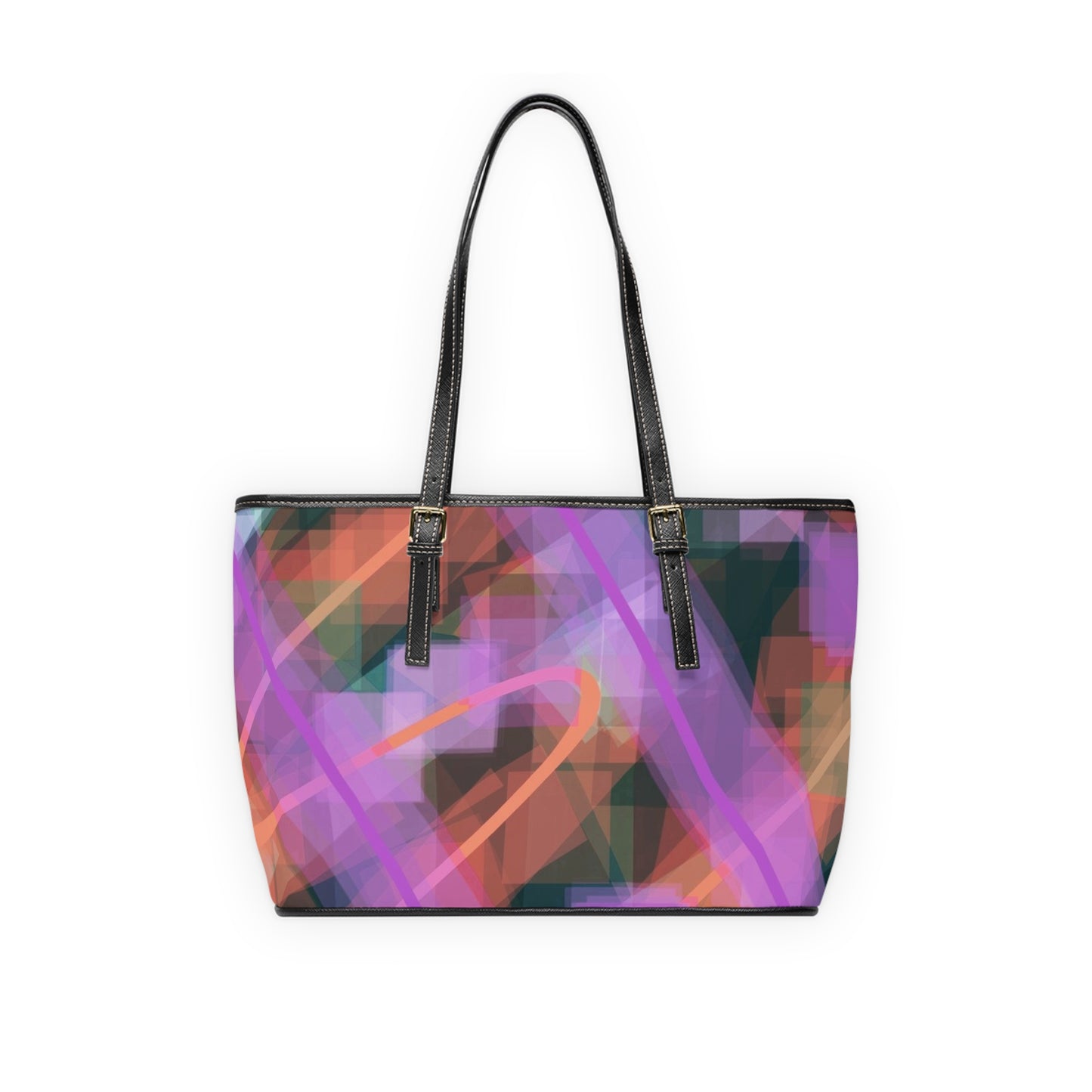 Rita:  Abstract Art PU Leather Shoulder Bag - Colorful Tote for Fashion Lovers