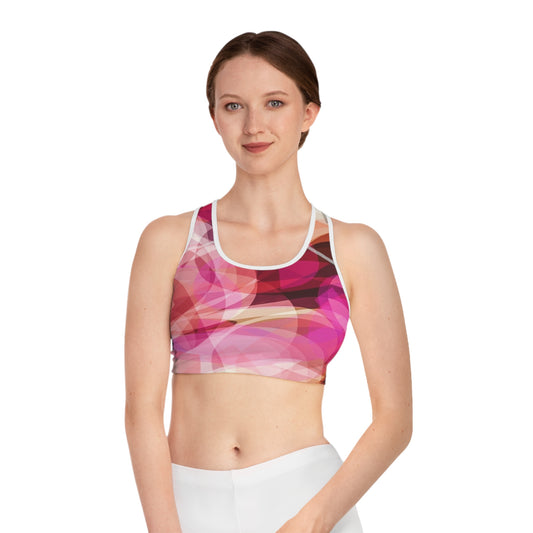 Oona: (WH Trim) Vibrant Abstract Sports Bra, Workout Top, Activewear, Gym Bra, Fitness Clothing, Dance Gear, Gift for Her