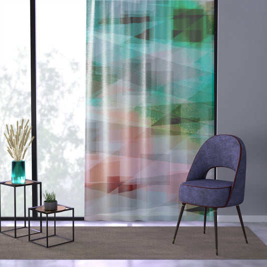 Synergy:  Abstract Geometric Window Curtain, Watercolor Tones Room Decor for Home, Bohemian Style, Vibrant Privacy Screen, Ideal for Living Room