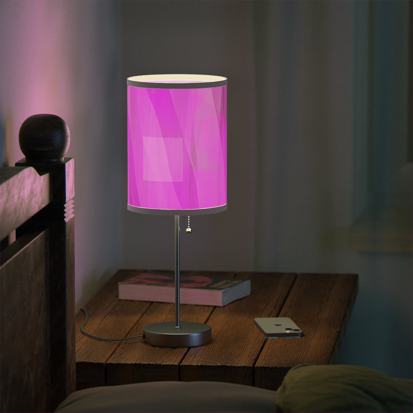 Prudence:  Light Pink Trim; Vibrant Magenta Accent Lamp for Home Decor, Modern Table Lamp, Unique Lighting, Bedroom Nightstand, Stylish Gift for Her