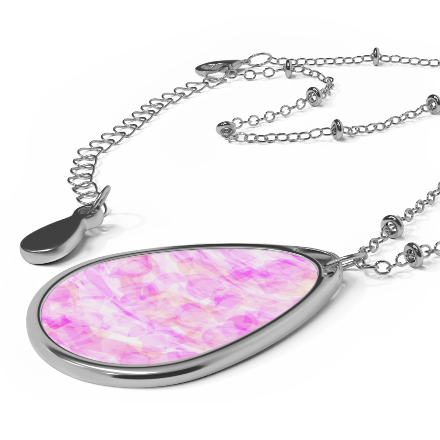 Persephone:  Abstract Art Delicate Pink Oval Necklace - Elegant Jewelry for Everyday Elegance
