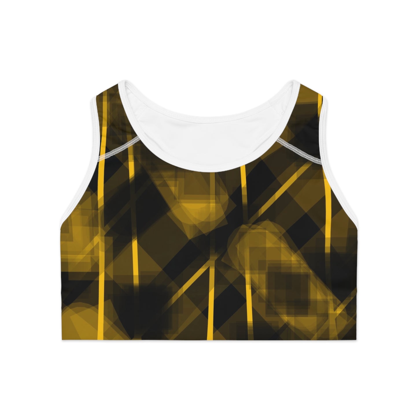 Olga I: WH Trim Stylish Black and Yellow Sports Bra - Activewear for Fitness Enthusiasts