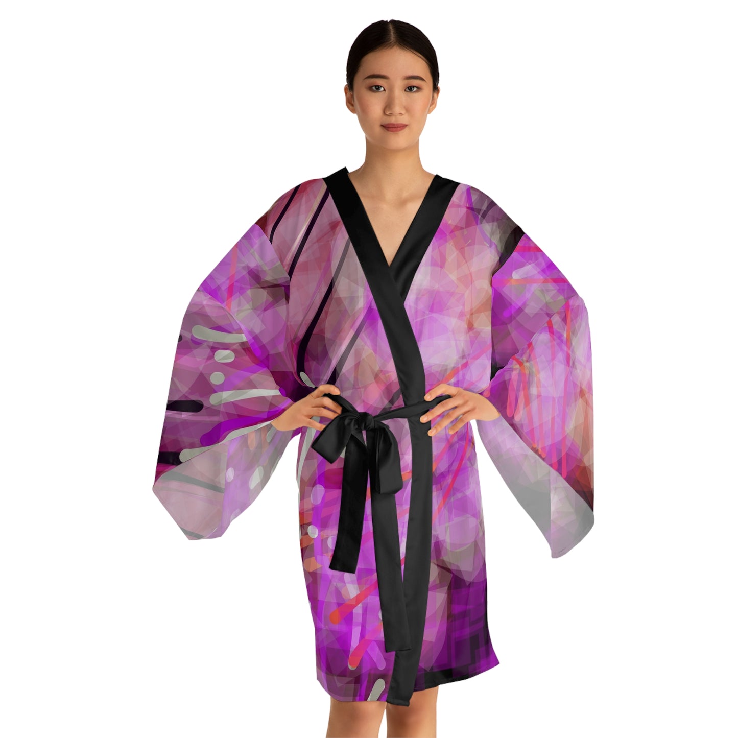 Gilda II:  Bohemian Floral Long Sleeve Kimono Robe - Perfect for Relaxation and Warm Evenings