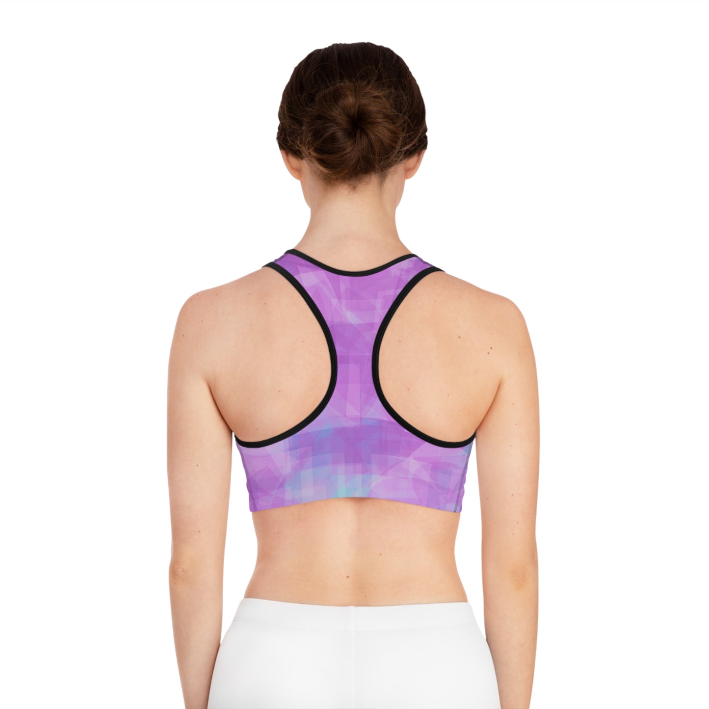 Betty II: Blk Trim, Abstract Pastel Pink Vibrant Sports Bra, Workout Gear, Gym Apparel, Fitness Gift, Activewear