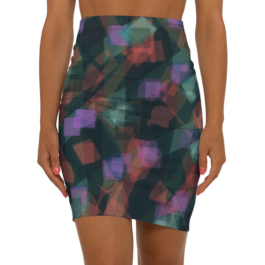 Jean:  Stylish Abstract Pattern Women's Mid-Waist Pencil Skirt - Perfect for Parties & Daytime Wear