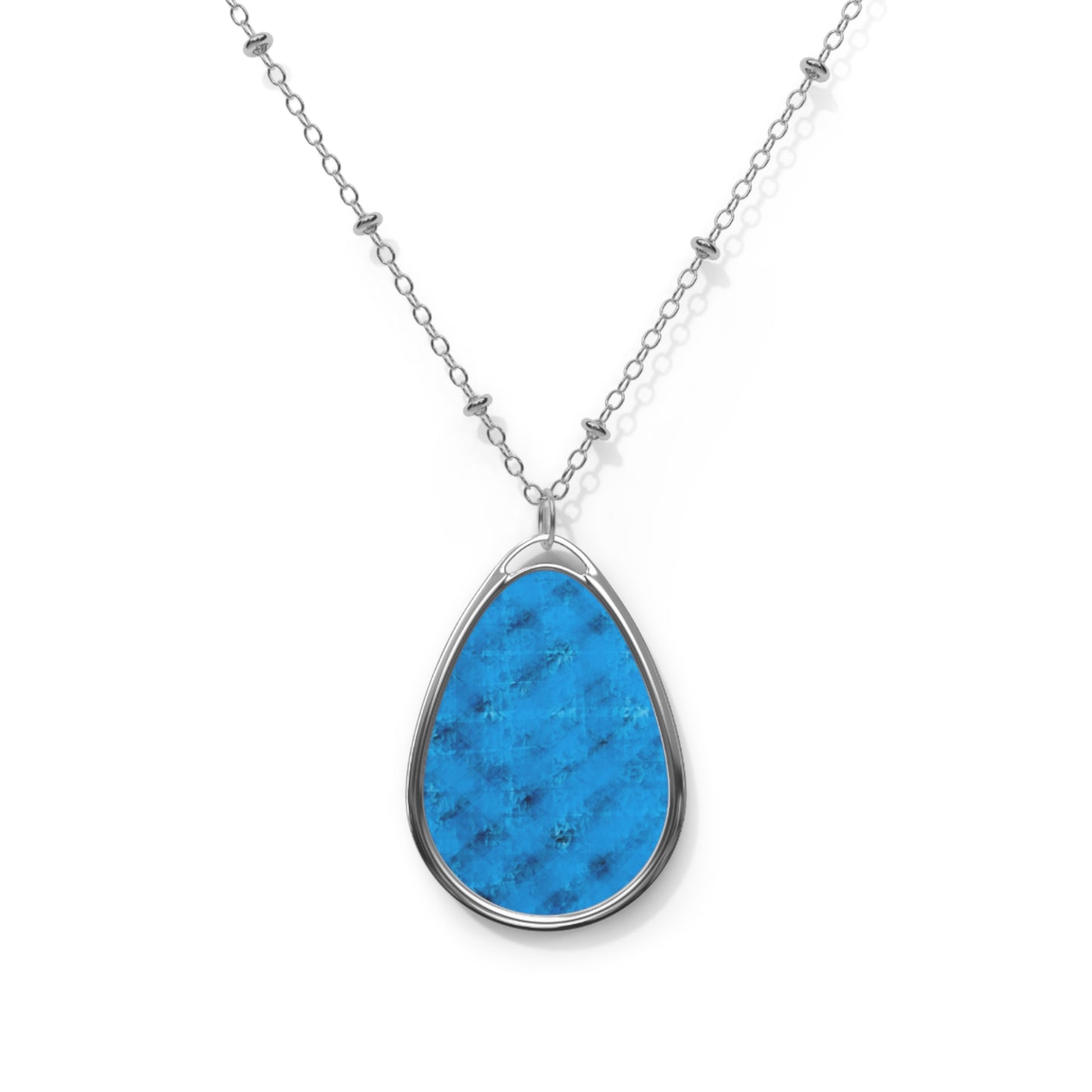 Charlene:  Elegant Oval Necklace, Serene Blue Boho Chic Pendant, Personal art Jewelry, Unique Gift, Birthday, Anniversary