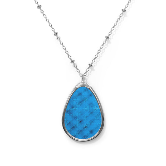 Charlene:  Elegant Oval Necklace, Serene Blue Boho Chic Pendant, Personal art Jewelry, Unique Gift, Birthday, Anniversary