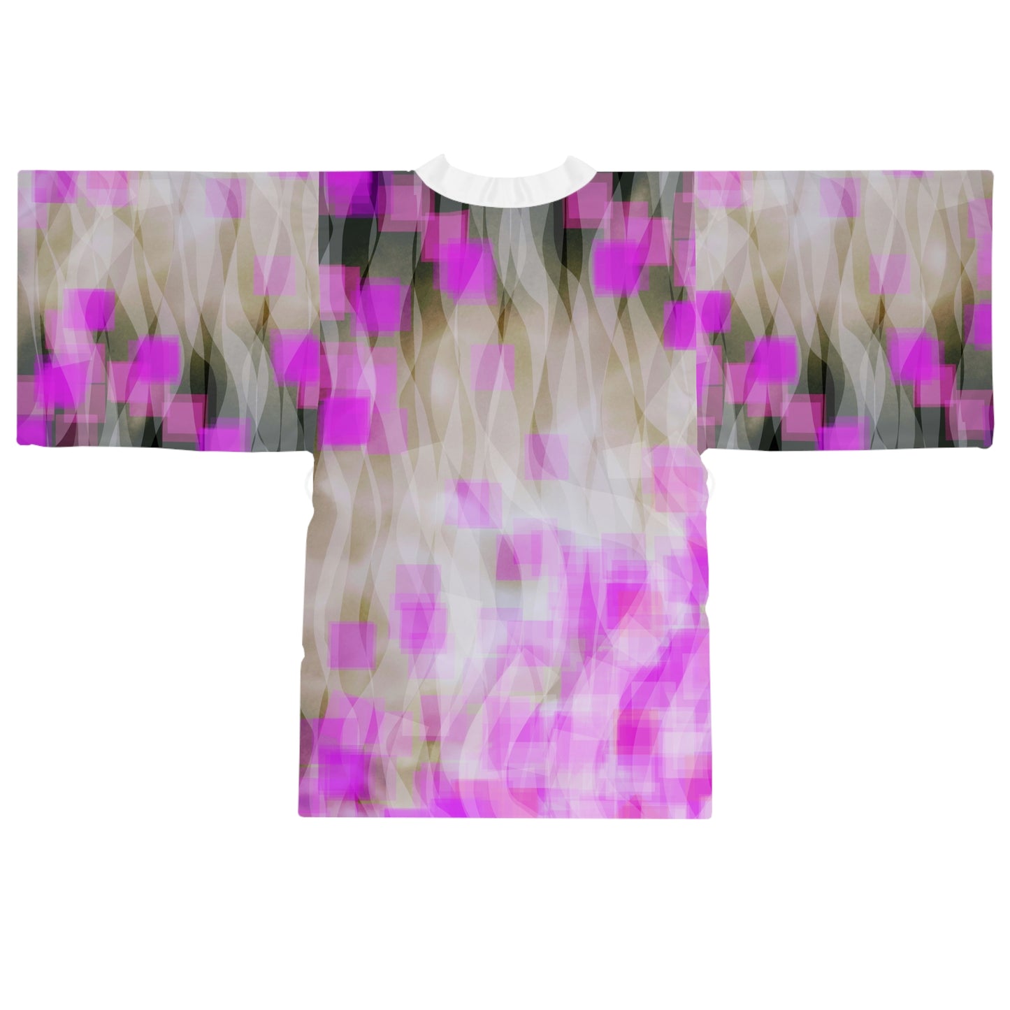 Josephine: (WH Trim) Elegant Long Sleeve Kimono Style Robe, Colorful Loungewear, Trendy Gift, Spa Day Essential, Boho Chic Fashion, Perfect for Relaxation