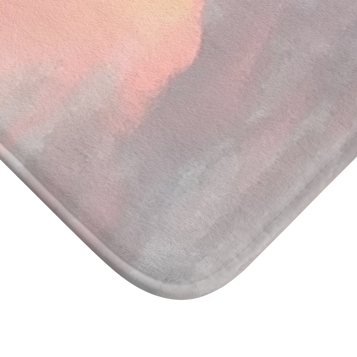 Ardent Pulse: (24"x17") Pastel Sunset Bathmat — Soft Pink Cloud Bathroom Rug