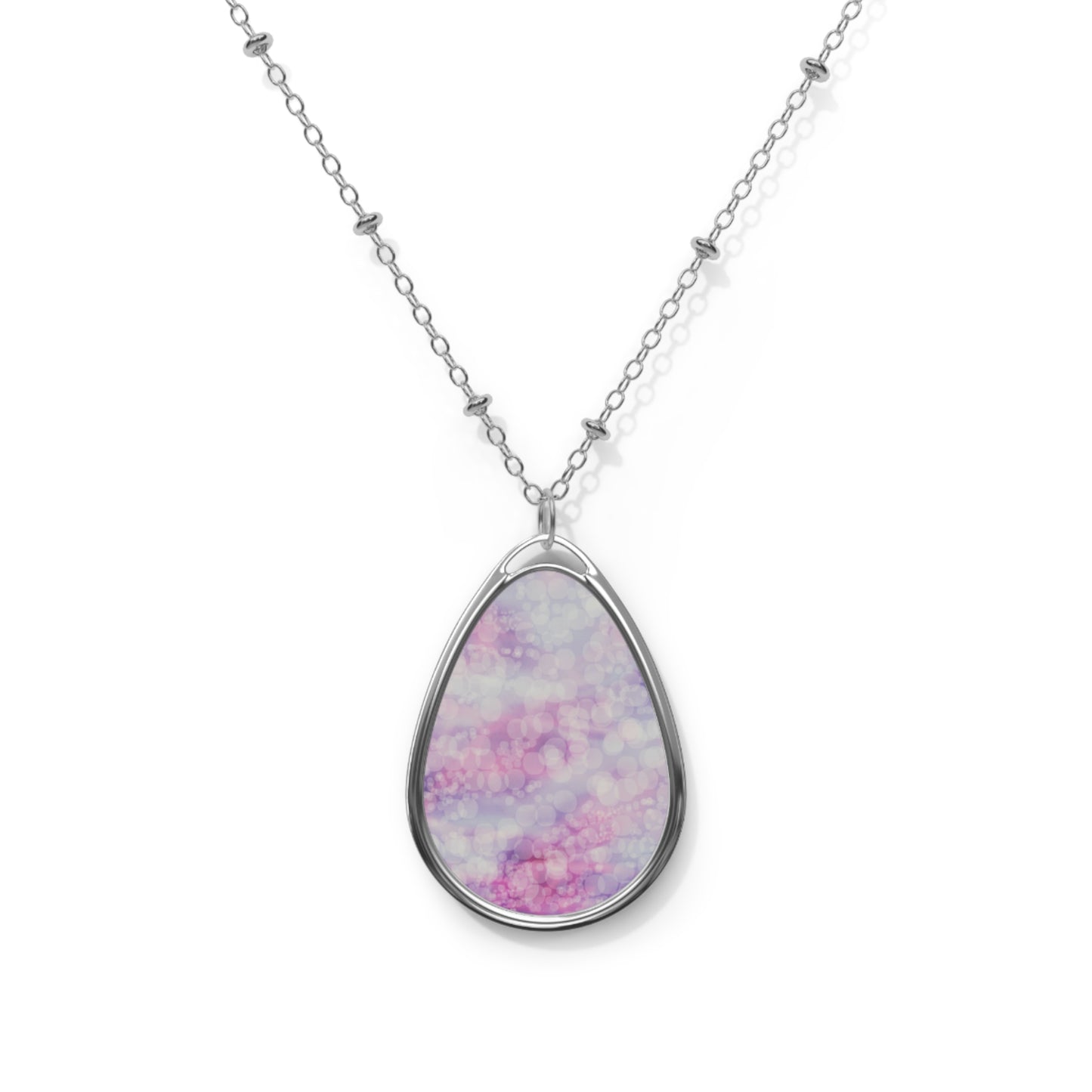 Beatrice: Ethereal Bliss Oval Teardrop Pendant Necklace - With Dainty Chain