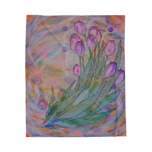 Breathing Tulips:  Velveteen Plush Blanket: 50"x60"