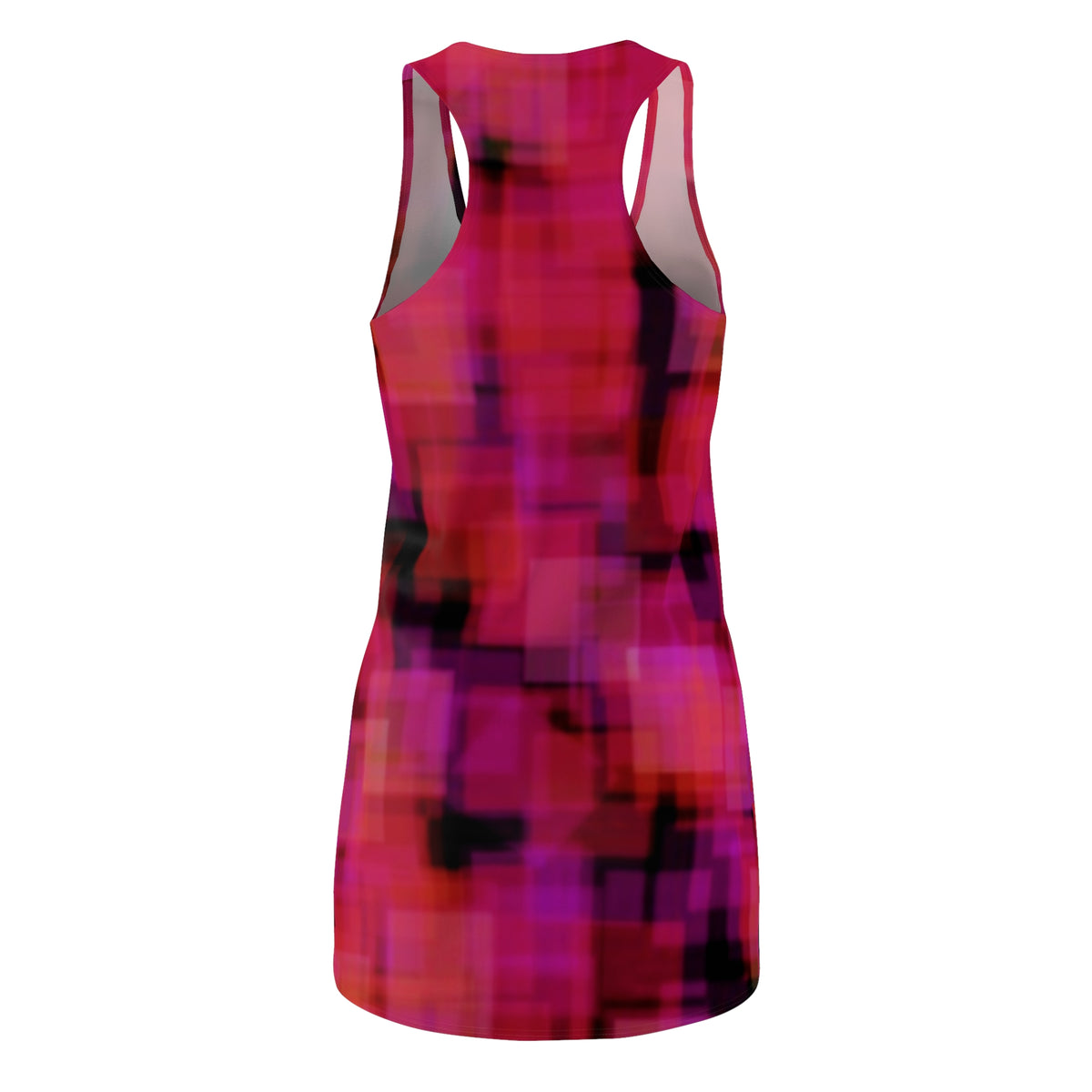 Amaltheia: Pixelated Pink Racerback Dress — Abstract Magenta Grid