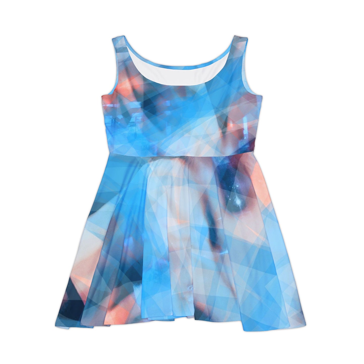 Cool Cool:  Abstract Blue Women's Skater Dress, Going Out, Fresh Vibes, Summer Dress, Casual Cool Dress