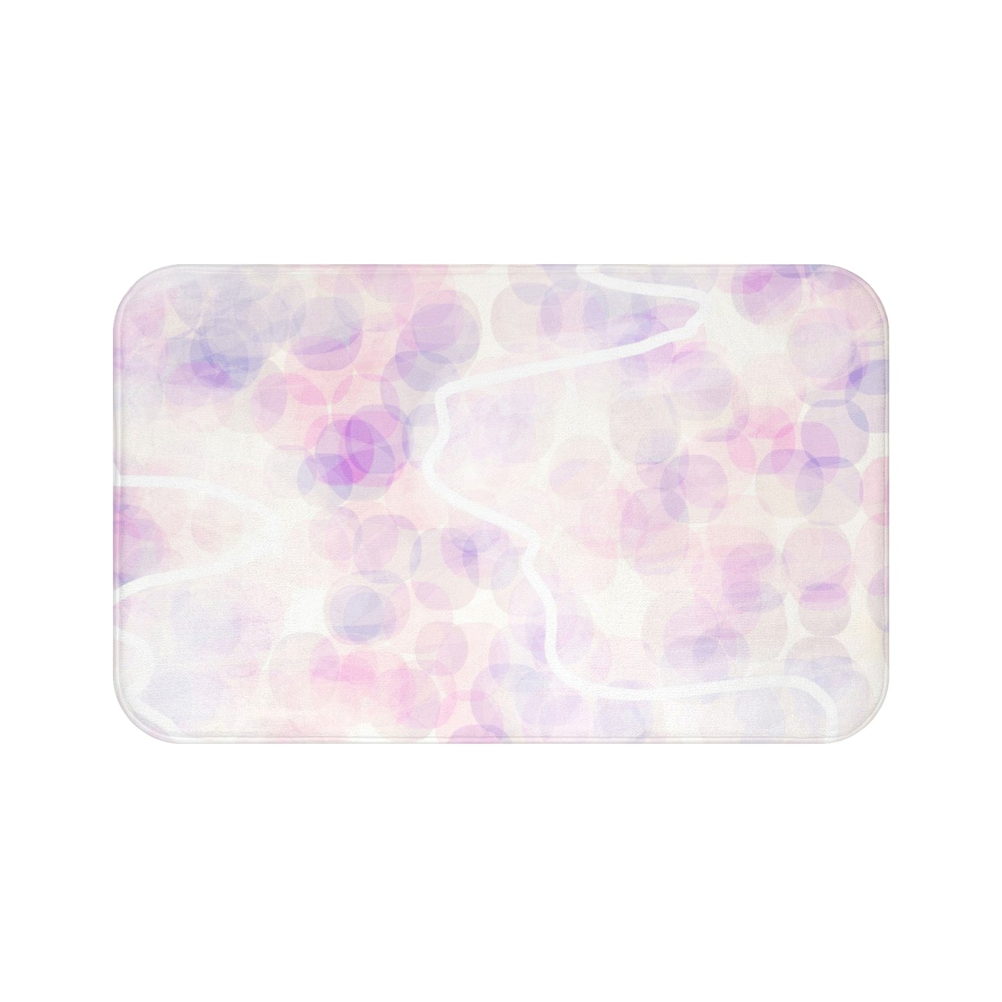 Innocent Memories: (34"x21") Pastel Lovers Bath Mat — Soft Pink & Lavender Abstract Bathroom Rug