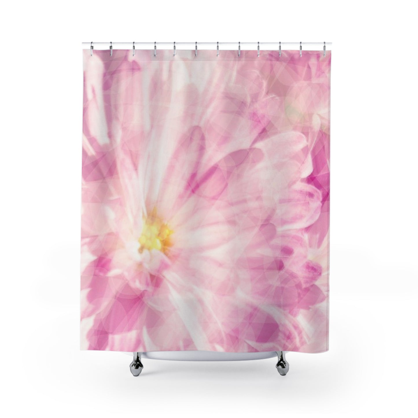Yuki: Floral Blush Shower Curtain – Elegant Pink Floral Bathroom Décor