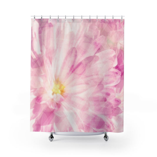 Yuki: Floral Blush Shower Curtain – Elegant Pink Floral Bathroom Décor