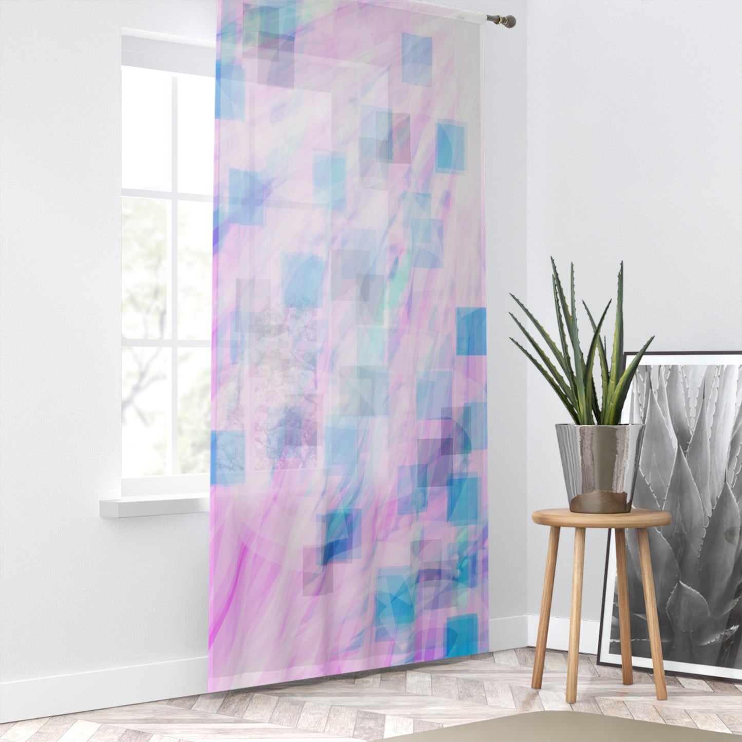 Light Codes: Sheer Window Curtain, Ethereal Style, Home Decor, Boho Chic Decor, Serene Decor, Soft Pastel