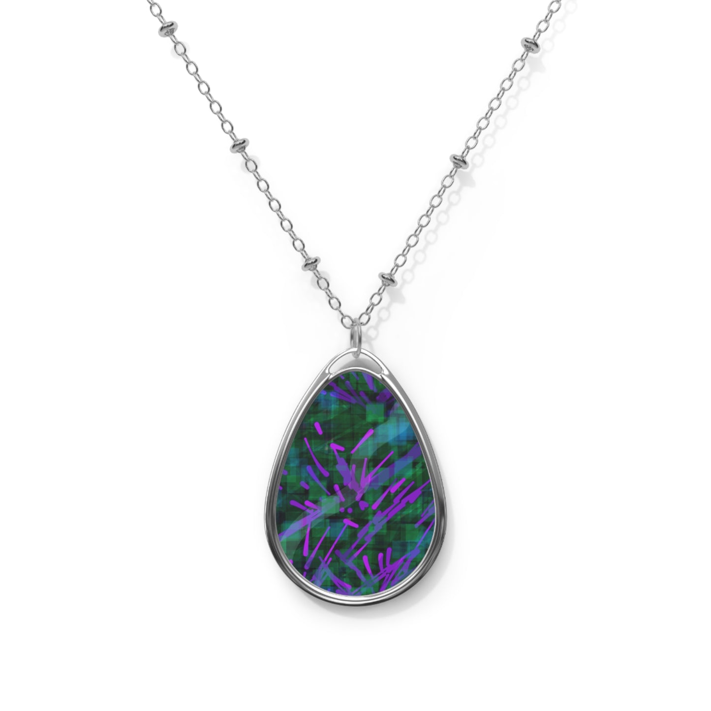 Daphne:  Mysterious Feminine Abstract Art Oval Necklace - Teardrop Pendant for Casual & Formal Wear, Classy Gift Idea