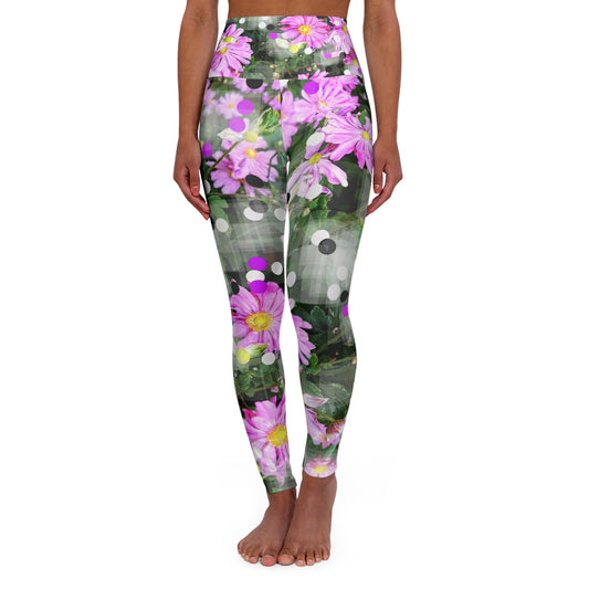 Pink Daisies:  High Waisted Leggings, Cutie Floral Print, Divine Fem Vibes, Casual Chic Streetwear, Nature Lovers
