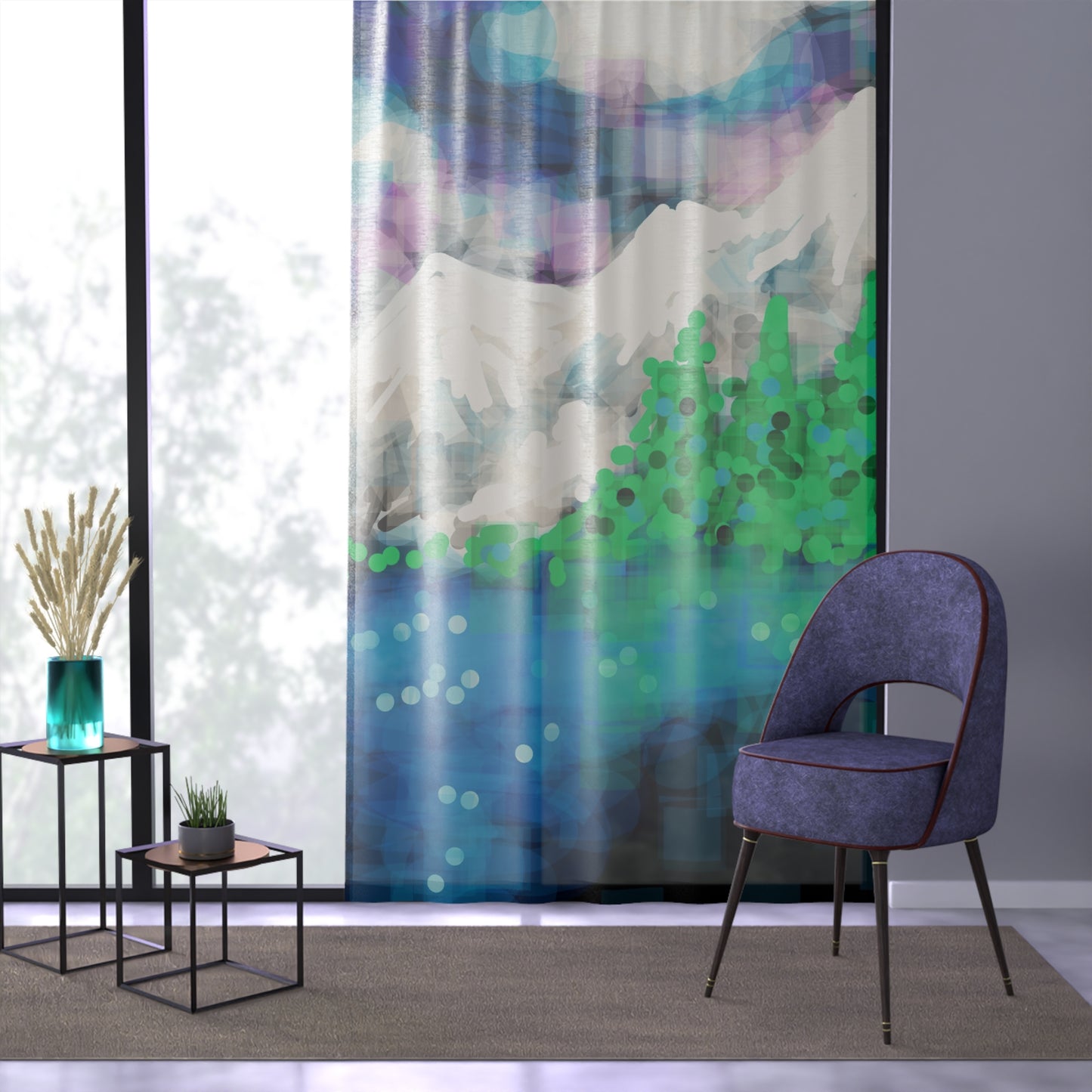 Earth Realms:  Mountain Landscape Window Curtain, Vibrant Home Decor, Nature Inspired Curtains, Boho Living Room, Bedroom Drapes, Gifts for Nature [...]