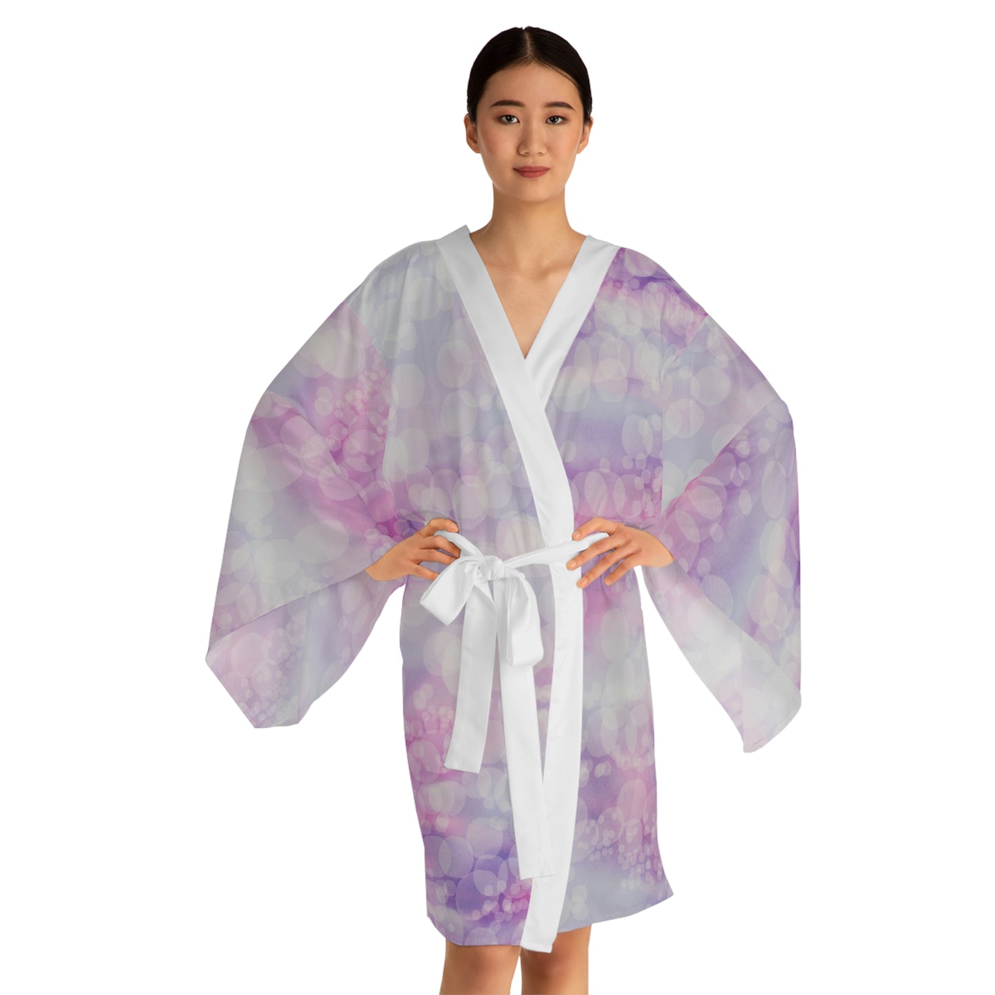 Beatrice: Ethereal Vibes Pastel Bokeh Kimono Style Robe — Long Sleeve Lounge Robe