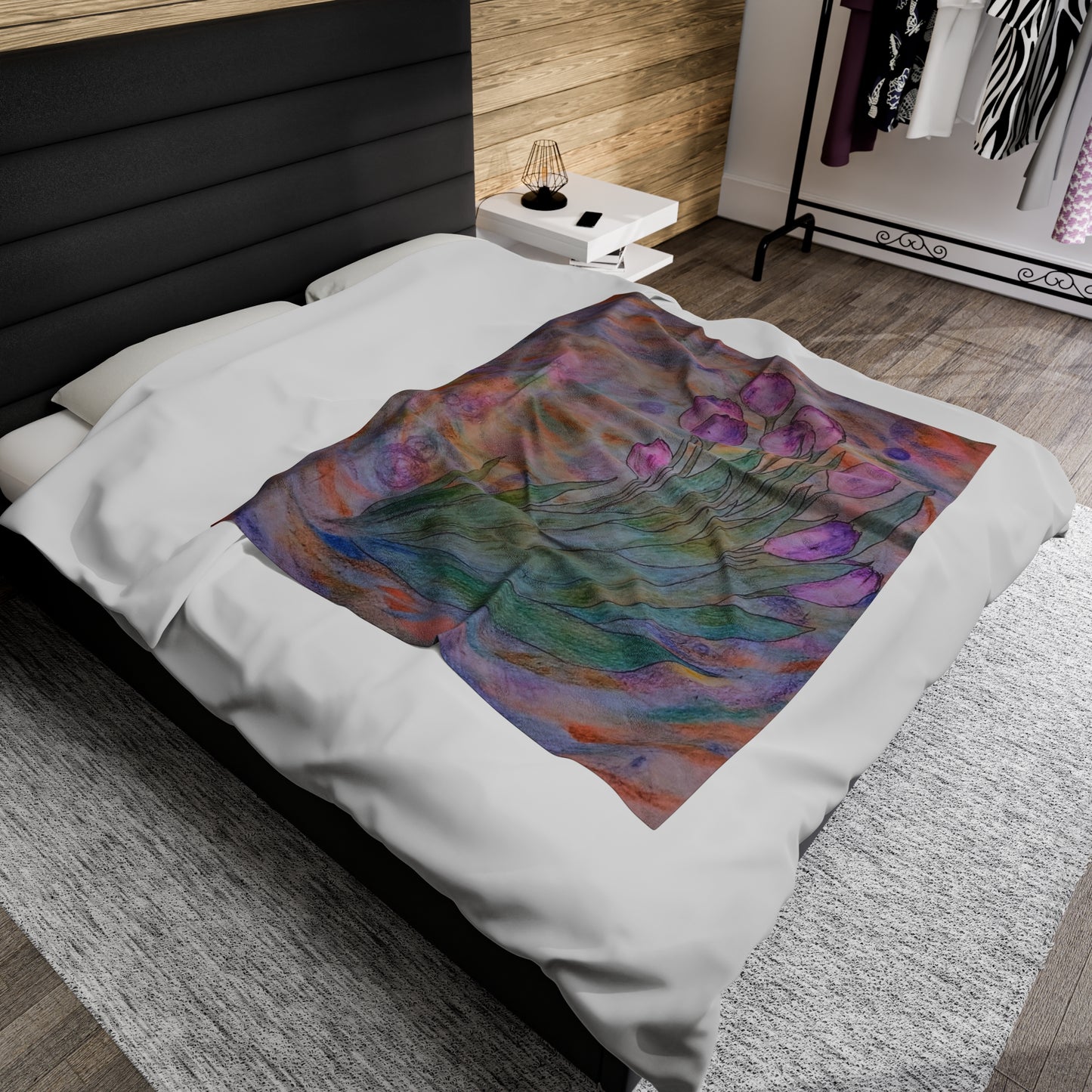 Breathing Tulips:  Velveteen Plush Blanket: 50"x60"