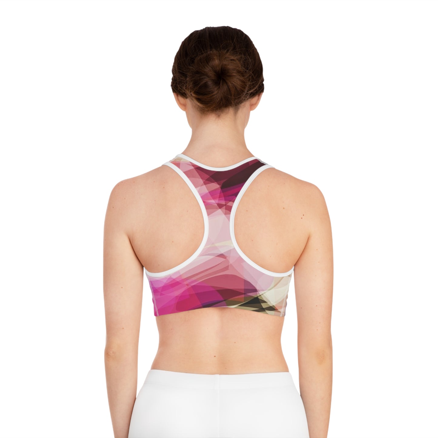 Oona: (WH Trim) Vibrant Abstract Sports Bra, Workout Top, Activewear, Gym Bra, Fitness Clothing, Dance Gear, Gift for Her