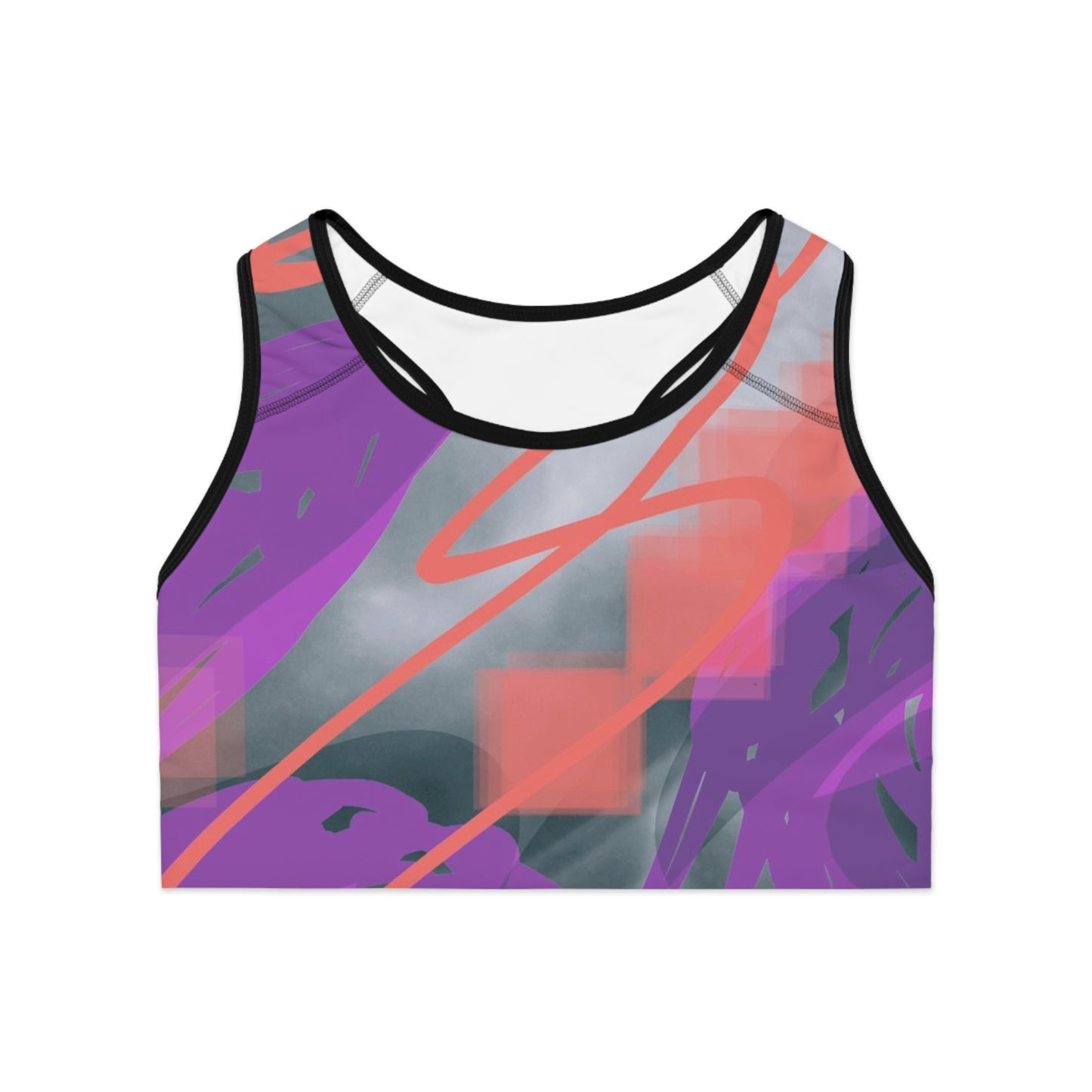 Mel: (Blk Trim) Vibrant Patterned Sports Bra | Comfortable Dance Top, Fitness Apparel, Workout Gear, Activewear, Gift for Athletes