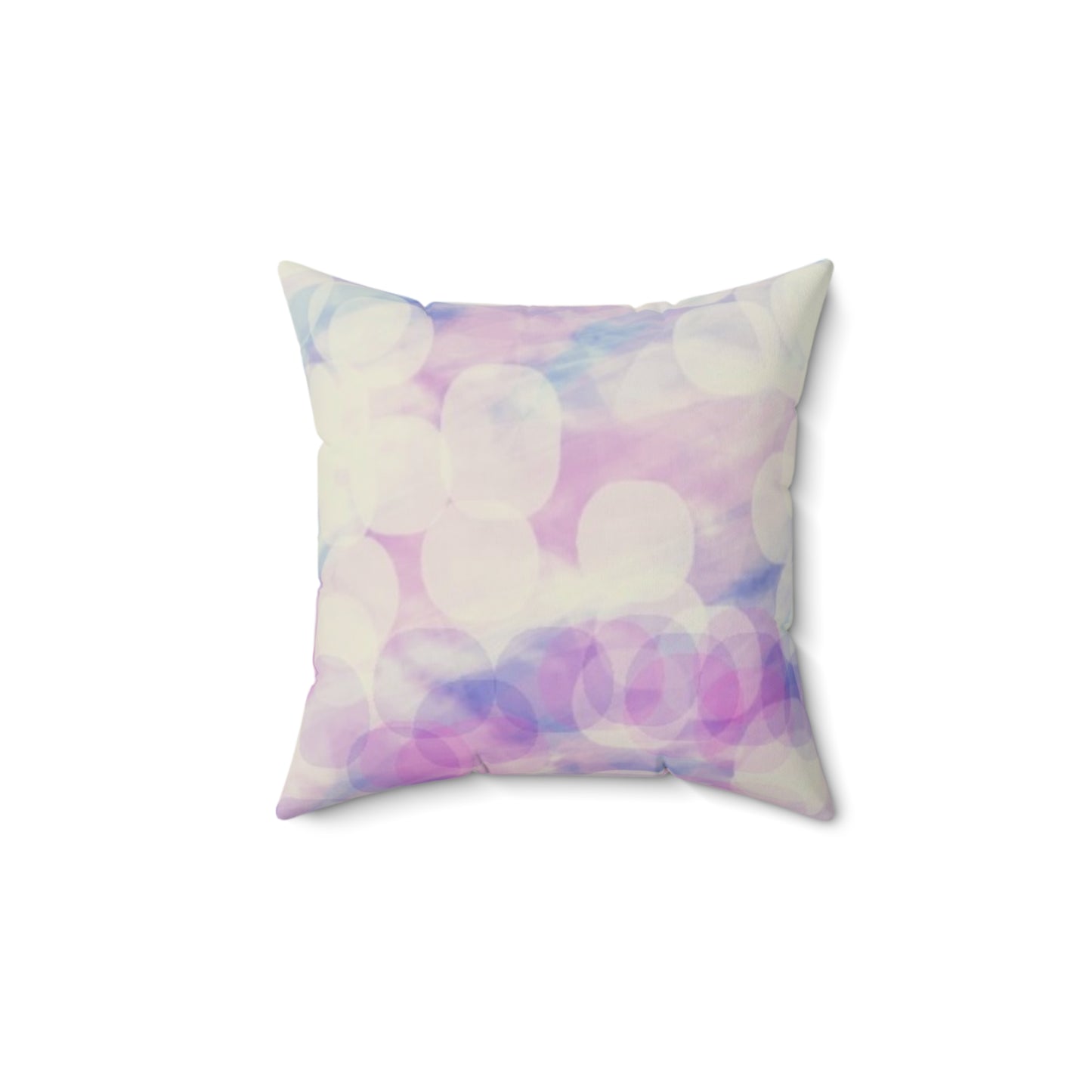 Sprite: (14"x14") Pastel Bokeh Faux Suede Square Pillow — Soft Purple & Blue Decorative Throw Pillow
