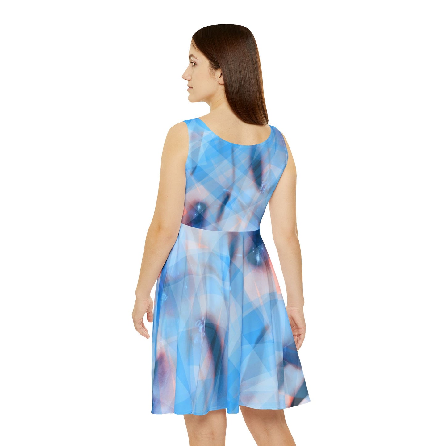 Cool Cool:  Abstract Blue Women's Skater Dress, Going Out, Fresh Vibes, Summer Dress, Casual Cool Dress