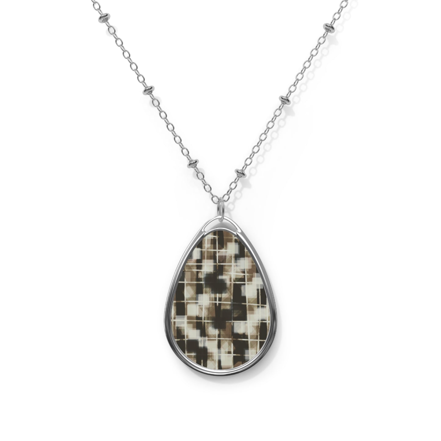 Jackie:  Elegant Abstract Art Oval Necklace - Modern Chic Jewelry for Everyday Wear, Classy Gal