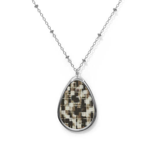 Jackie:  Elegant Abstract Art Oval Necklace - Modern Chic Jewelry for Everyday Wear, Classy Gal