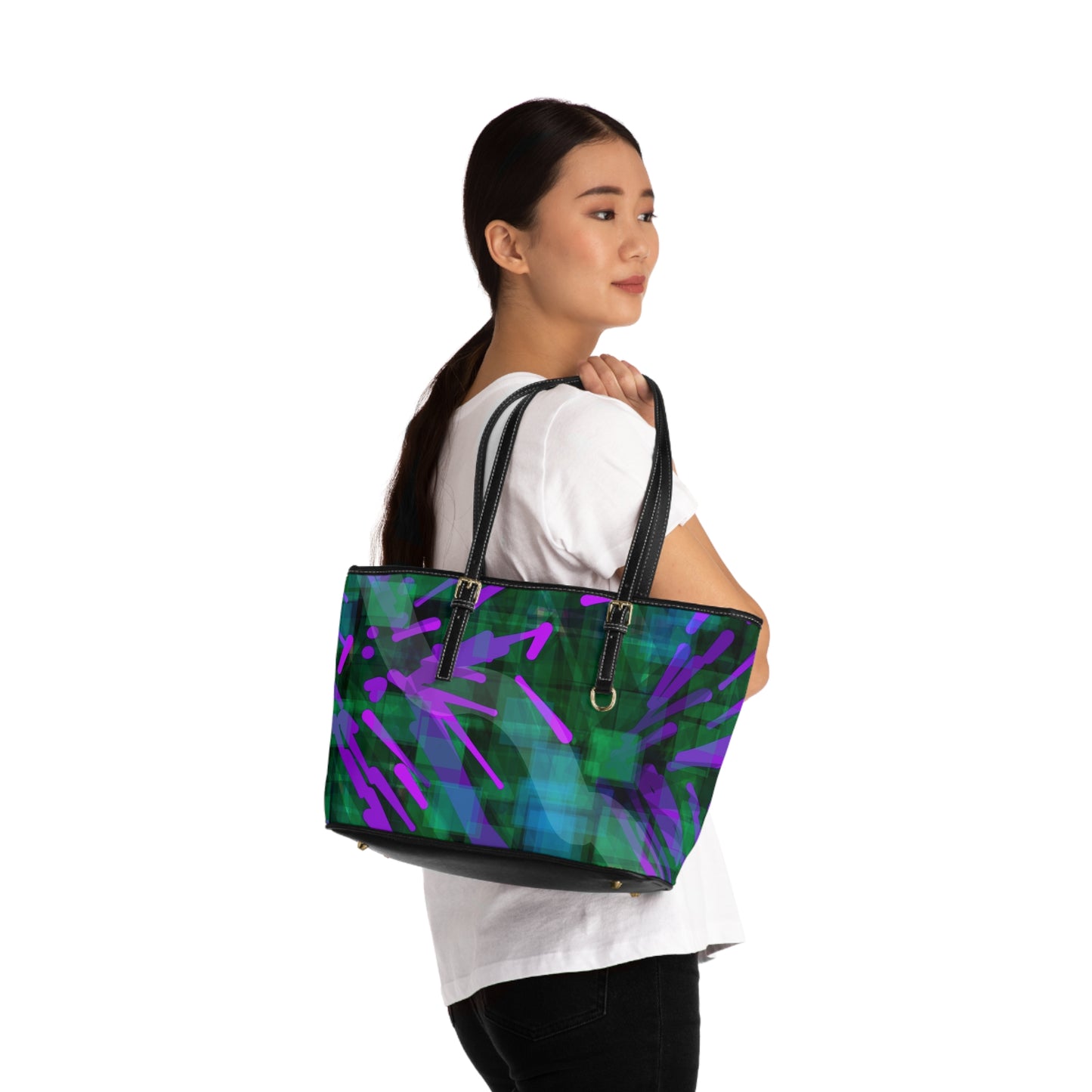 Daphne:  Vibrant PU Leather Shoulder Bag - Bold Abstract Design for Everyday Use
