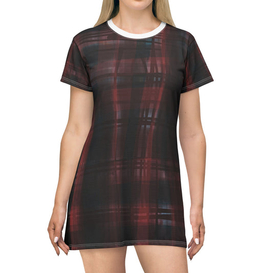 Mechelle:  Casual Plaid T-Shirt Dress for Effortless Style