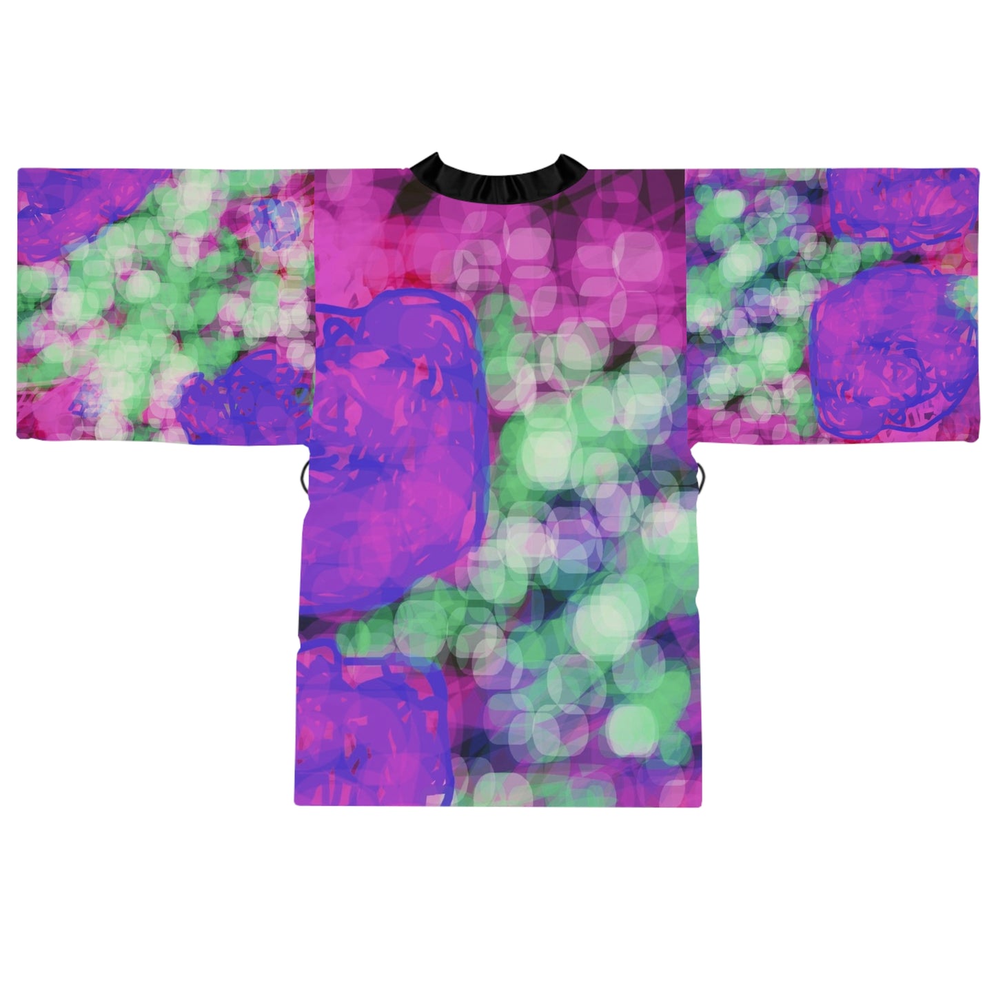 Eden Love:  Kimono Style Robe – Purple & Mint All-Over Print
