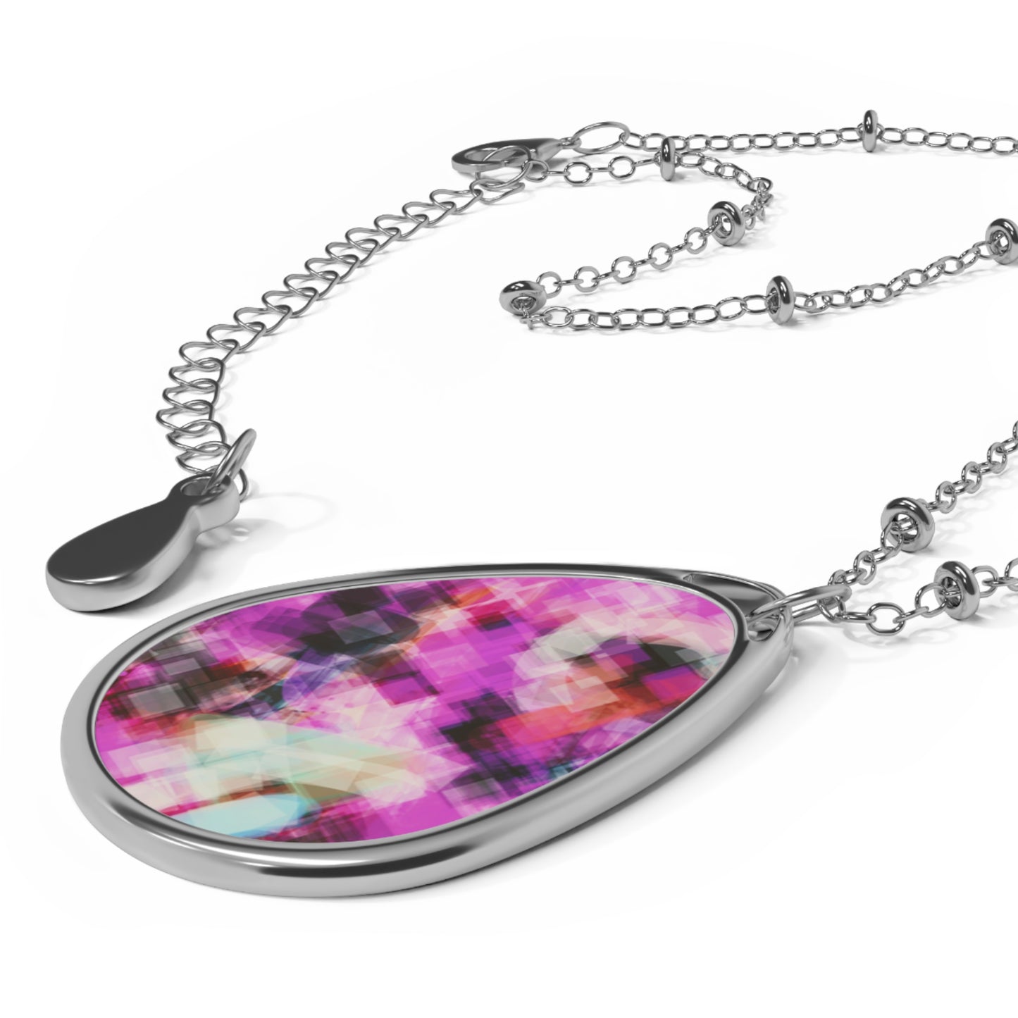 Mauve Codes:  Free Spirit Abstract Art Oval Necklace - Statement Jewelry For High Vibers