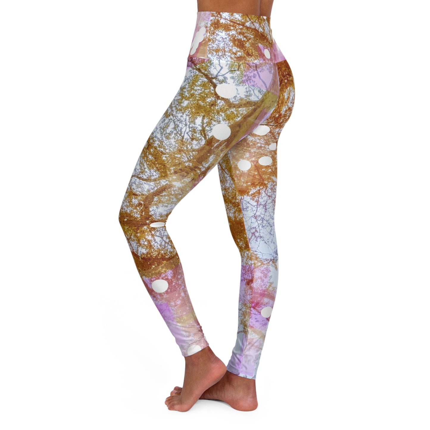 Auburn:  High Waisted Leggings, Activewear, Lovely Nature Inspired Print, Casual Chic Fashion