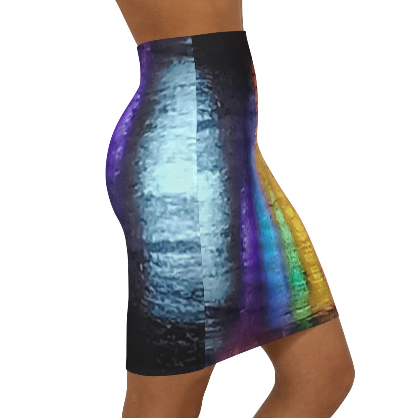 Neon Rain:  Women's Mid-Waist Pencil Skirt (AOP)