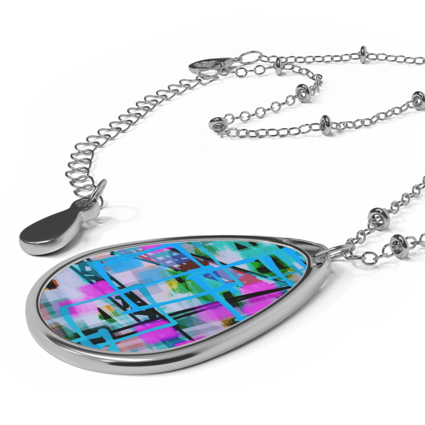 Terry:  Sweet 80's Vibes Oval Necklace for All Occasions, Boho Jewelry, Gift for Her, Minimalist Pendant, Good Vibes Only