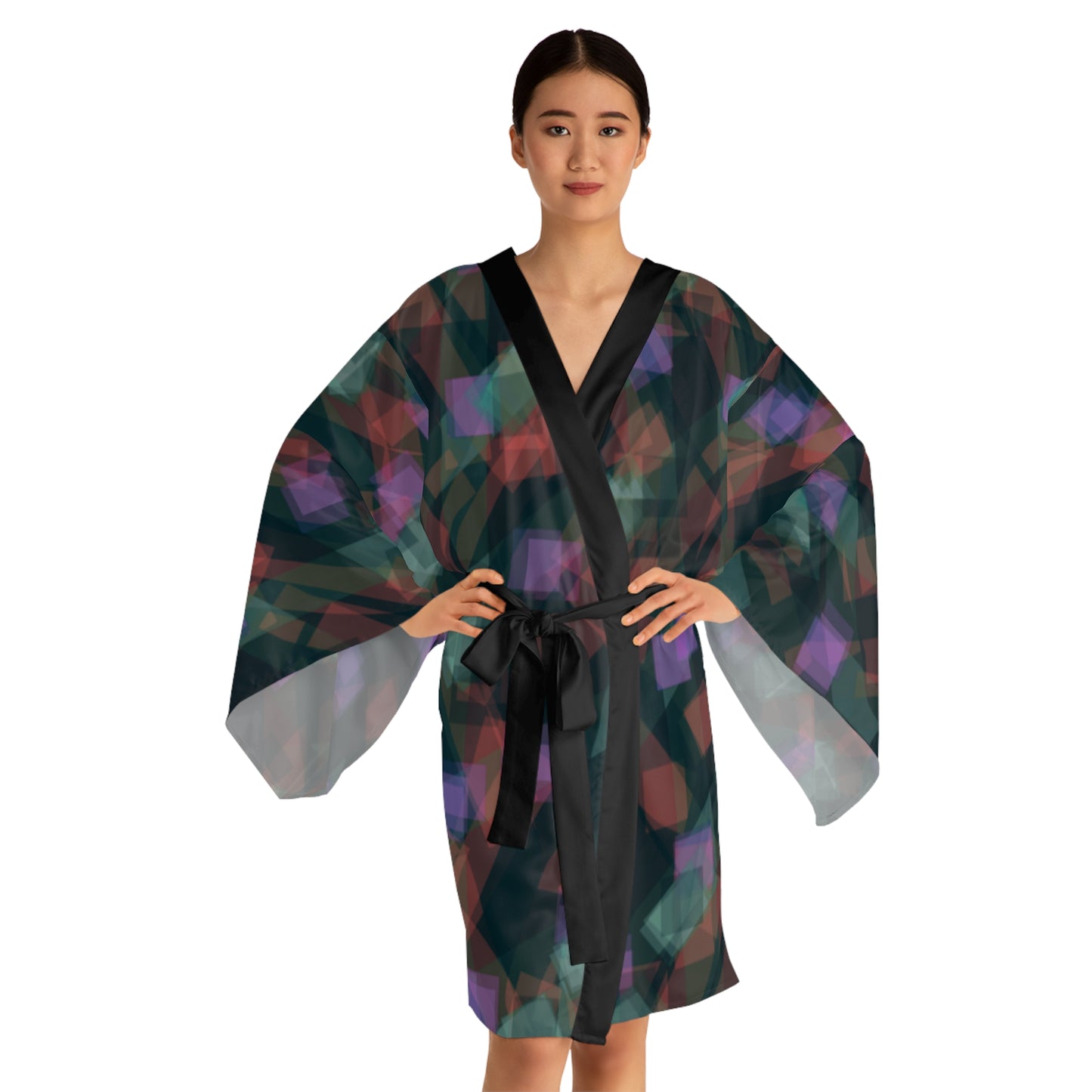 Jean:  Elegant Long Sleeve Kimono Robe with Abstract Design | Perfect for Relaxation, Spa Days & Special Occasions