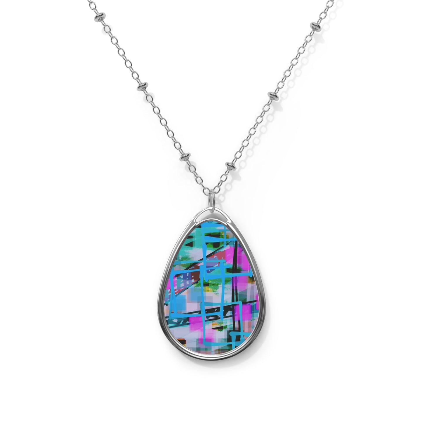 Terry:  Sweet 80's Vibes Oval Necklace for All Occasions, Boho Jewelry, Gift for Her, Minimalist Pendant, Good Vibes Only