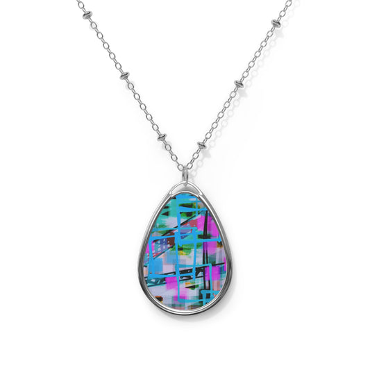 Terry:  Sweet 80's Vibes Oval Necklace for All Occasions, Boho Jewelry, Gift for Her, Minimalist Pendant, Good Vibes Only