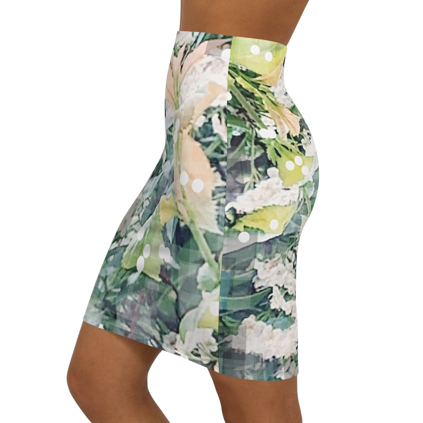 Blossomi:  Women's Mid-Waist Pencil Skirt (AOP)