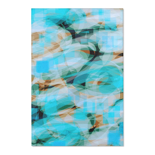Depths: 48"x72" Serene Blue Abstract Area Rug, Modern Home Decor, Living Room Accent, Cozy Bedroom Mat, Bohemian Style Rug